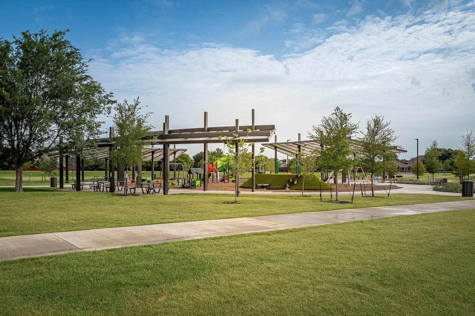 E.A. Randles park view of the playground and awning